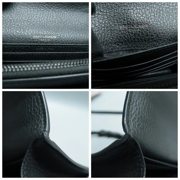 100% Authentic SAINT LAURENT Sunset Mini Black Leather Shoulder Bag 1294-101724 - Picture 11 of 12